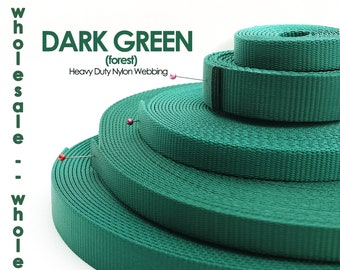 Forest Green Nylon Webbing Wholesale heavy duty dark green nylon pet dog collar leash harness horse tack craft bag purse strap fern tree