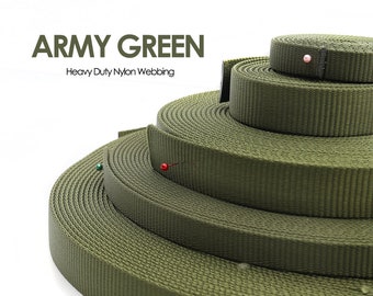 Army Green Heavy Duty Nylon Webbing: Pet Collars, Leashes, Straps