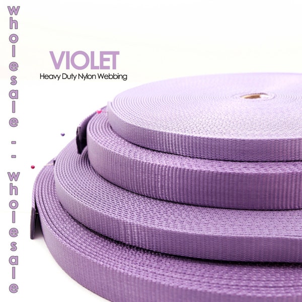 Violet Nylon Webbing Wholesale heavy duty light purple nylon pet dog collar leash harness horse tack all purpose craft bag purse strap grape