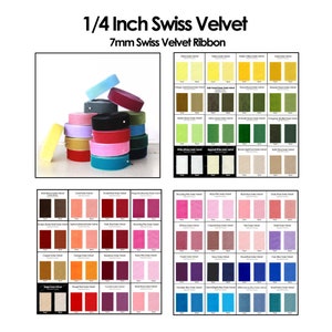 1/4 Velvet Ribbon | 7mm Swiss Velvet | Thin Velvet Ribbon by the yard | 14 wedding velvet | 7mm Holiday Velvet | Kuny