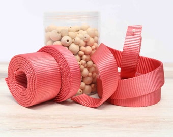 Coral Nylon Webbing: Strawberry Pink Straps for DIY Crafts