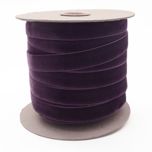 Fita de veludo roxo escuro por atacado para laços, enfeites de casamento, convites, florais, costura, embrulhos de presentes, etc. Fita de veludo roxo escuro (581)