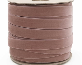 Bulk Colonial Rose Velvet Ribbon | Wholesale Vintage Pink Velvet | Colonial Rose Swiss Velvet Ribbon Spool (263)