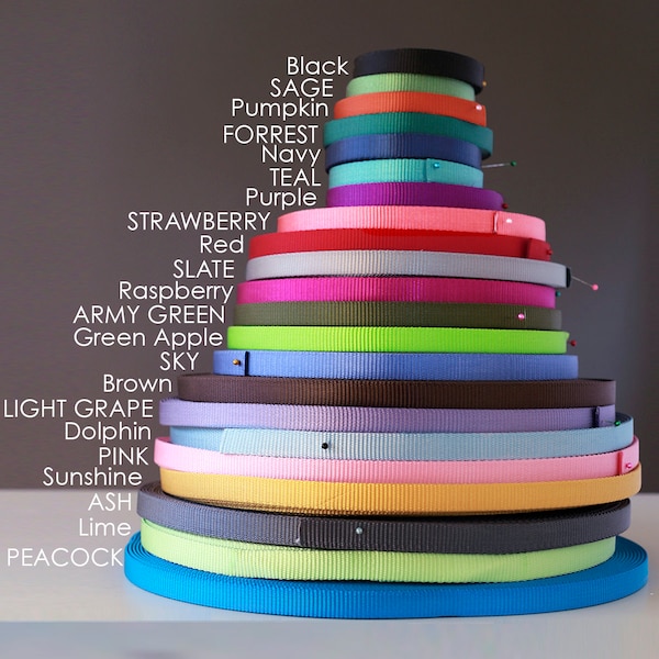 Nylon Gurtband Meterware - 27 Farben | 5/8 Zoll 1 Zoll strapazierfähiges Gurtband | Hundehalsband aus Gurtband | Pferd Tack Gurtband |