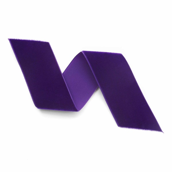 Purple Swiss Velvet Ribbon By The Yard | Dark Purple Wedding Velvet Trim | Purple Hair Bow Hat Making Velvet | Holiday Velvet Ribbon | (634)
