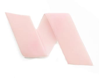 Pink Swiss Velvet Ribbon By The Yard |  Pastel Pink Wedding Velvet Trim | Light Pink Hair Bow Velvet | Nylvalour | Scrapbook Velvet | (630)