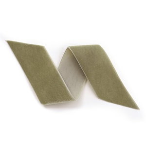 Light Sage Swiss Velvet Ribbon By The Yard | Khaki Green Wedding Velvet Trim | Green Hair Bow Velvet | Light Moss Nylvalour Velvet (687)