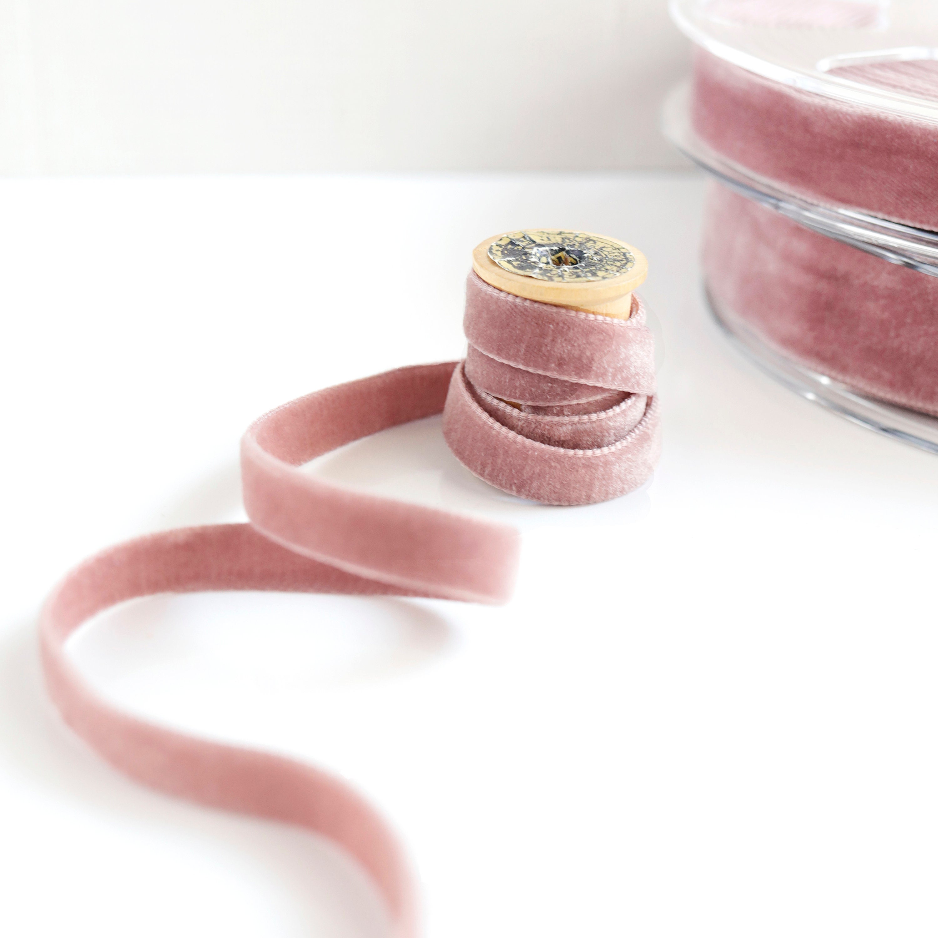 10 Yards Pink Velvet Ribbon Spool