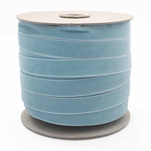 Fita de veludo azul vintage por atacado para laços, enfeites de casamento, convites, florais, costura, embrulhos de presentes, etc. Fita de veludo azul (603)