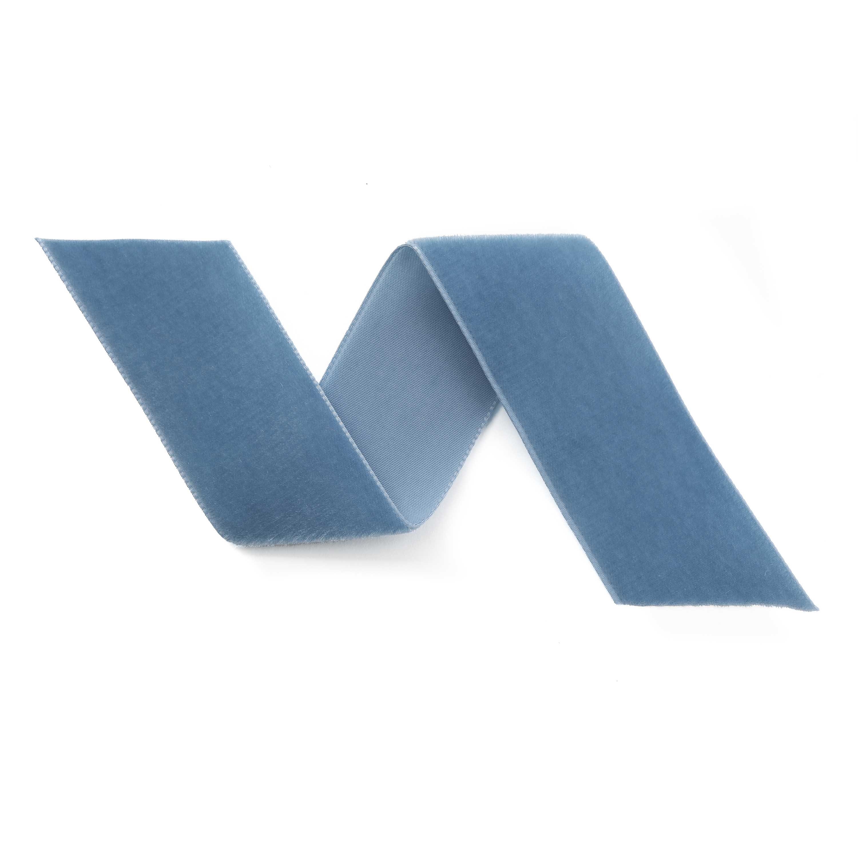 Dusty Blue Swiss Velvet Ribbon: Williamsberg Blue Nylvalour Trim