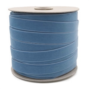 Fita de veludo azul Williamsburg no atacado para laços, enfeites de casamento, convites, florais, costura, embrulho de presente, etc. Fita de veludo azul (536)
