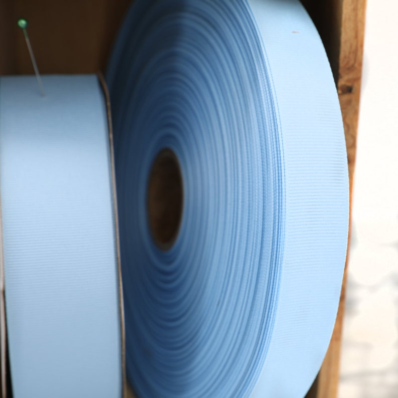 Light Blue Grosgrain Ribbon Full Roll 4 widths Berwick Offray blue ribbon USA made blue grosgrain 312 baby blue light blue ribbon image 2