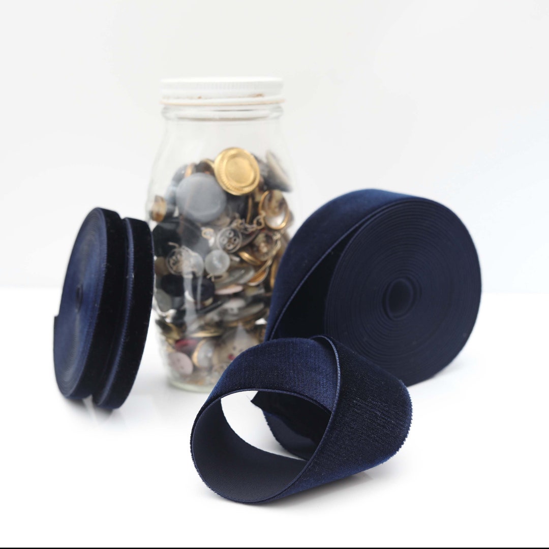 Dark Blue Velvet Ribbon Swiss Velvet by the Yard Dark Nachtblau Blue