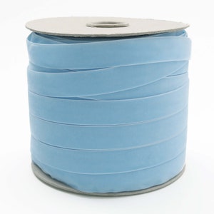 Fita de veludo azul bebê por atacado para laços, enfeites de casamento, convites, florais, costura, embrulhos de presentes, etc. Fita de veludo azul bebê (713)