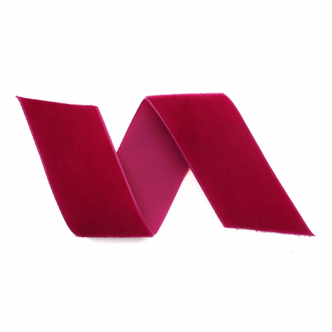 Dark Pink Swiss Velvet Ribbon by the Yard Magenta Wedding Velvet Trim