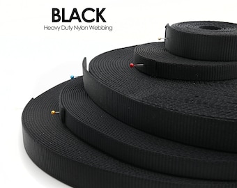 Black Heavy Duty Nylon Webbing: Pet Collars, Straps, Tack - By The Yard
