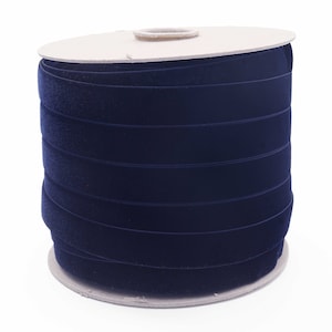 Fita de veludo azul meia-noite por atacado para laços, enfeites de casamento, convites, florais, costura, embrulhos de presentes, etc. Fita de veludo azul profundo (638)