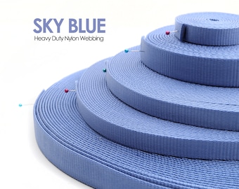 Sky Blue Heavy Duty Nylon Webbing: Pet Collars, Leashes, Straps
