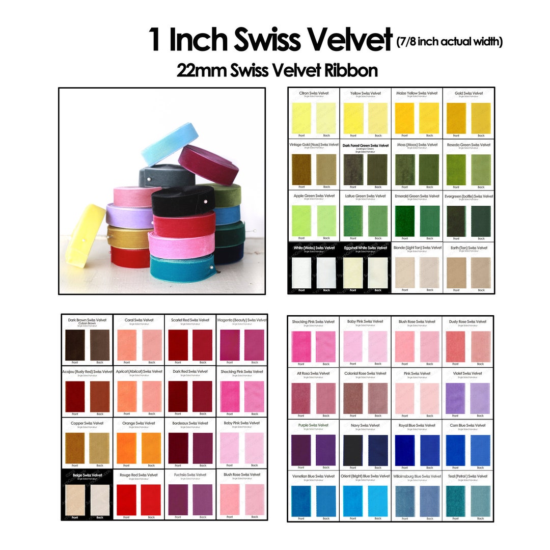 Swiss Velvet Ribbon: 1-inch Single Sided Ribbon, Gift Wrapping - Etsy