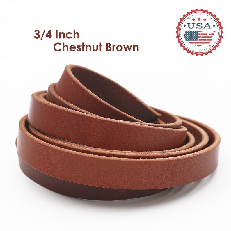 3/4 Inch Brown Leather Strap USA Sourced thin leather strap Etsy