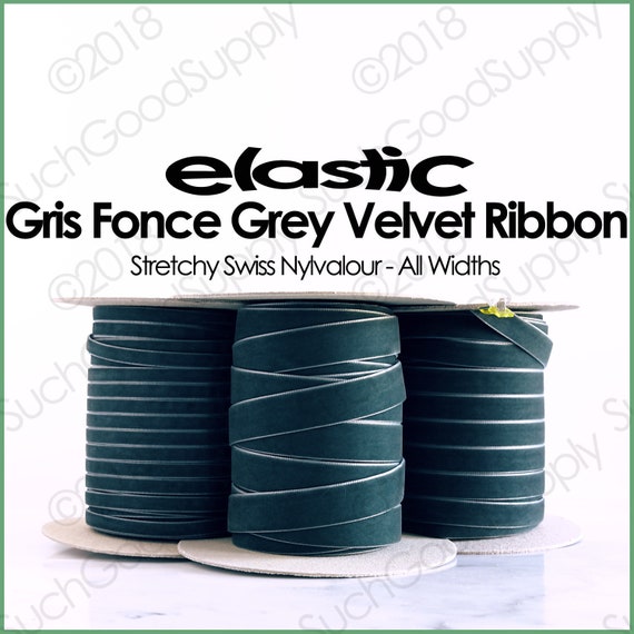 Elastic Navy Blue Velvet Ribbon By The Yard