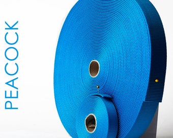 Peacock Blue Nylon Webbing by the Yard --  5/8" and 1" width Heavy Weight