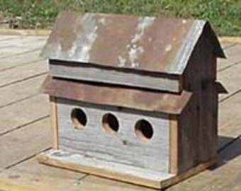 Amish Made 3 Hole Birdhouse Handmade from Barn Wood