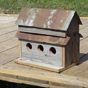 Amish Made 3 Hole Birdhouse Handmade from Barn Wood