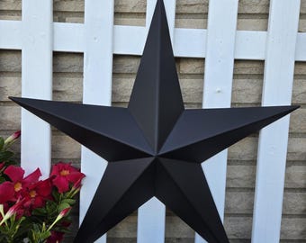 16&quot;- 32&quot; Solid or Rustic Black Galvanized Metal Painted Barn Star Rust Resistant Outdoor Country Décor