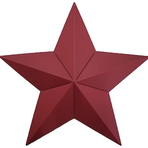 Rustic Cranberry Metal Barn Star - 16&quot; or 24&quot; Galvanized Tin Farmhouse Décor, Outdoor Rust-Resistant