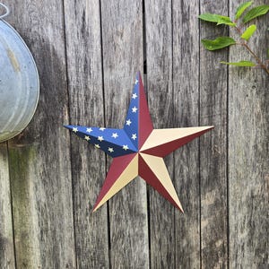 10&quot; Solid OR Rustic Olde Glory - Country American Flag Galvanized Metal Painted Barn Star Country Decor Rust Resistant Outdoor Decor
