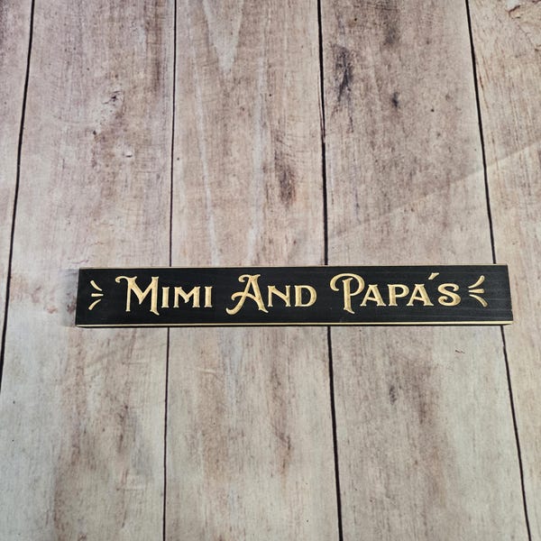12 inch "Mimi and Papa's" Rustic Country Sign Stocking Stuffer Gift Exchange Ideas Choose from Black or Brushed Gray