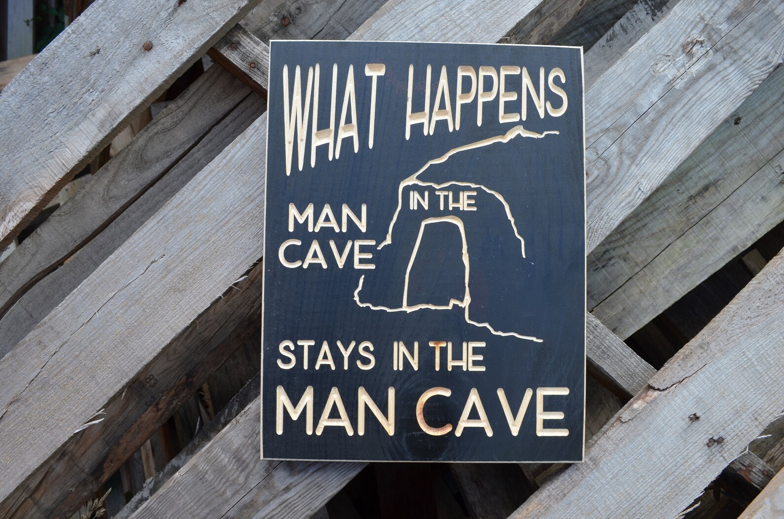 What Happens in the Man Cave Stays in the Man Cave 9 X 12 Wood Etsy