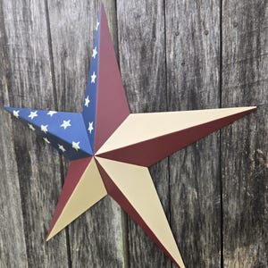 120&quot; Solid OR Rustic Olde Glory American Flag Galvanized Metal Painted Barn Star Farmhouse Country Decor Rust Resistant Outdoor Decor