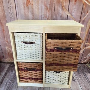 Wood 4 Hole Cube Storage Organization That can Hold Collapsible Fabric Bins or baskets (NOT INCLUDED) 10 3/4 x 10 3/4 x 11 1/4 openings