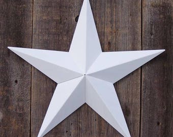 40"- 53" Solid OR Rustic White Galvanized Metal Tin Painted Barn Star Farmhouse Country Decor Rust Resistant Outdoor Decor