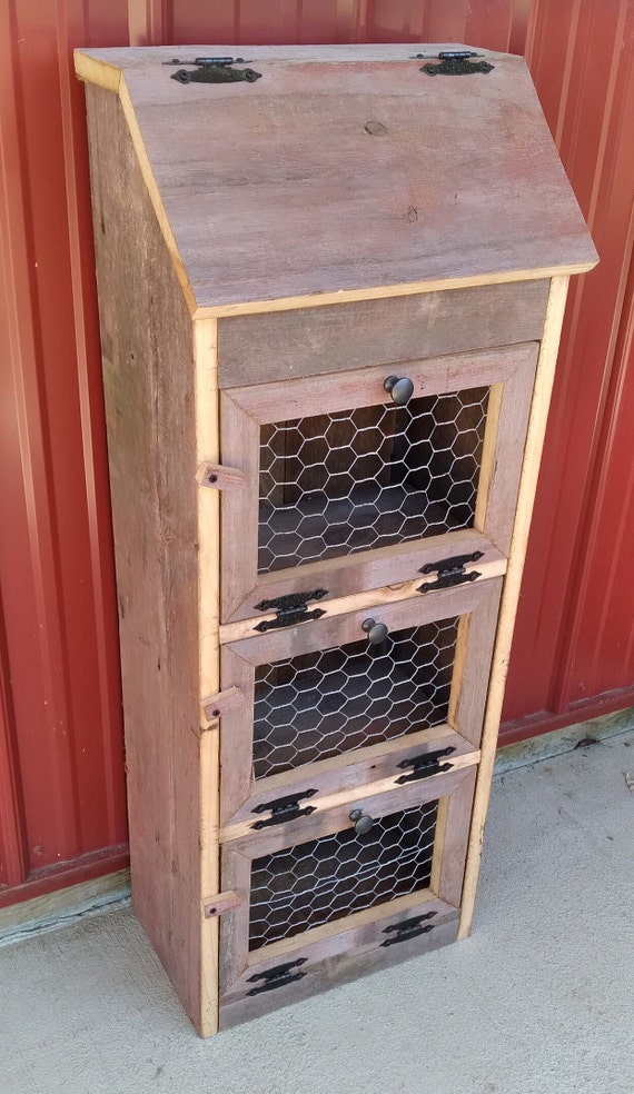 Amish Handcrafted Solid Wood Vegetable Bin / Cabinet - The Wood