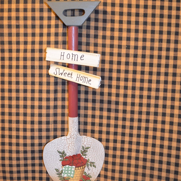 Rustic Home Sweet Home Shovel Sign with apples on the spade