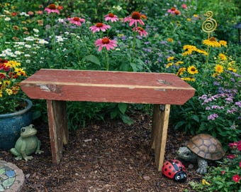 Primitive Barn wood Garden Bench 24 Inches long 16 Inches High. NOT for Sitting On. Décor Only. May have knots and weather cracks in them