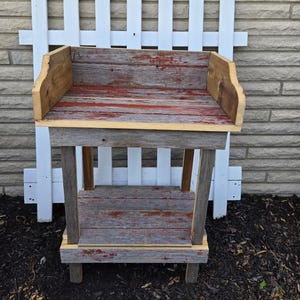 Rustic Barn Wood Dry Sink: Handcrafted Amish Farmhouse Cabinet for Country Décor