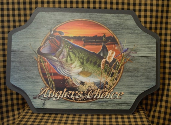Wooden Picture anglers Choice Fishing Scene Boat With Fish Jumping Out of  the Water Cabin Rustic Decor -  Canada