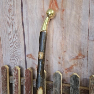 Handcrafted Hickory Walking Cane with Vintage Hames Handle - Brass or Chrome Finish