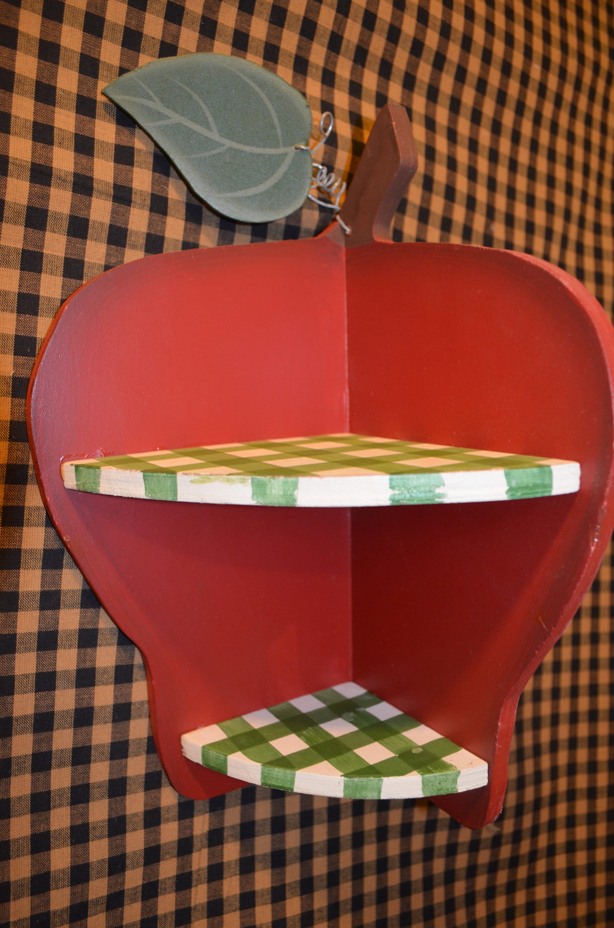 Adorable small two tiered apple shelf with green and white Etsy