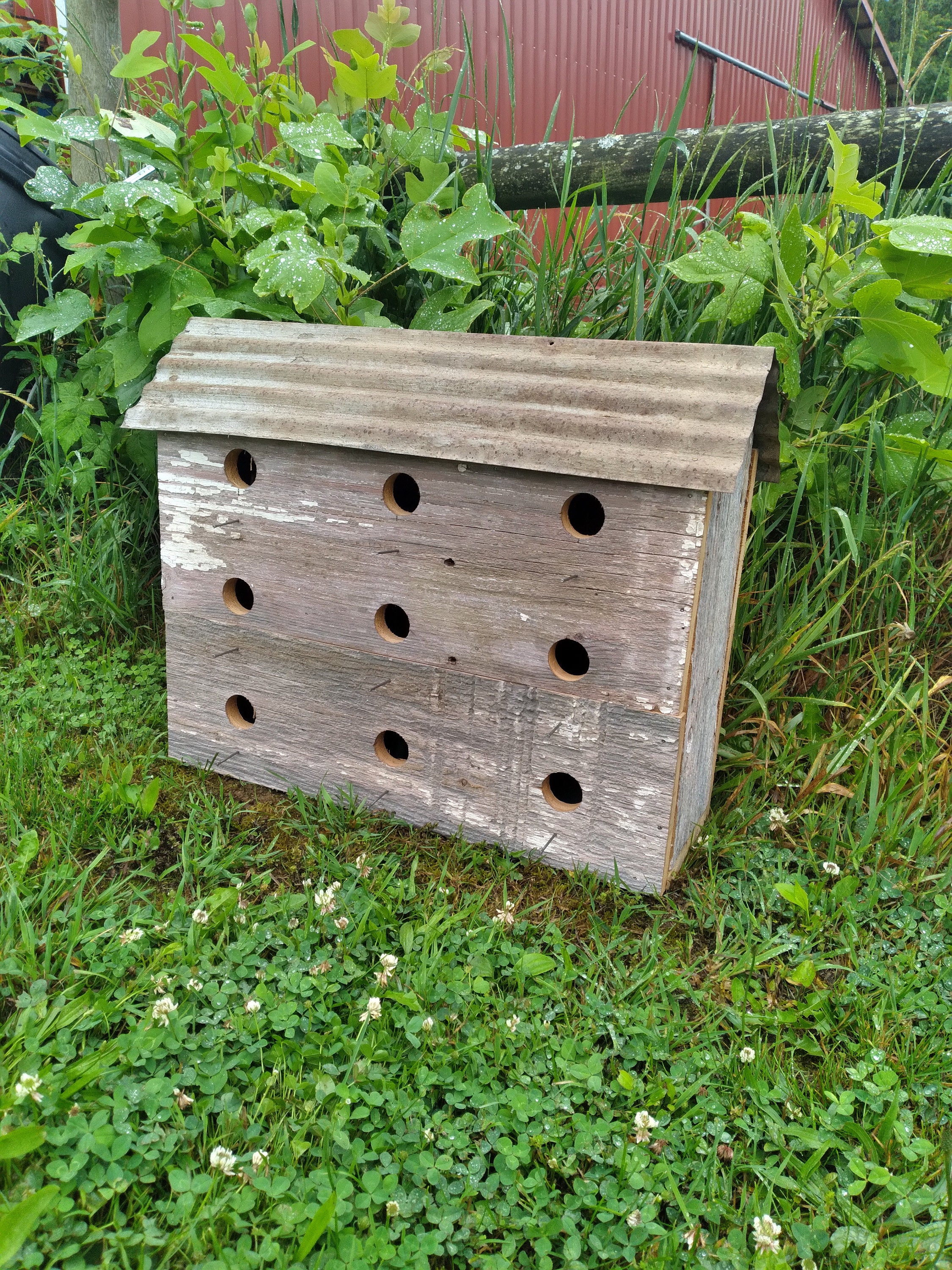 Rustic Large 9-hole Barn Wood Bird Condo: Reclaimed Wood Birdhouse With ...