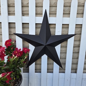 40&quot;- 53&quot; Solid or Rustic Black Galvanized Metal Painted Barn Star Rust Resistant Outdoor Country Farmhouse Décor