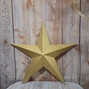 3&quot;- 10&quot; Solid or Rustic Metallic Gold Galvanized Metal Painted Barn Star Rust Resistant Outdoor Country Farmhouse Décor