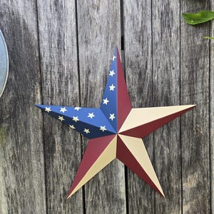 40&quot;- 53&quot; Solid or Rustic Old Glory Country American Flag Galvanized Metal Painted Barn Star Rust Resistant Outdoor Décor