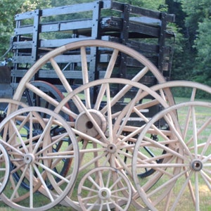 48 Inch x 2 Inch Steam Bent Hickory Wood Wagon Wheel - Quality Amish Handcrafted