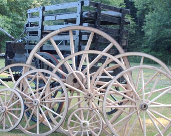 48 Inch x 2 Inch Steam Bent Hickory Wood Wagon Wheel - Quality Amish Handcrafted