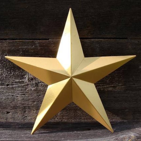 3"- 10" Solid Metallic Gold Galvanized Metal Tin Painted Barn Star Farmhouse Country Decor Rust Resistant Outdoor Decor